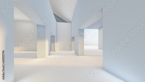 Fototapeta Naklejka Na Ścianę i Meble -  Architecture background empty interior with geometric walls 3d render
