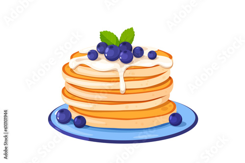 Tasty blueberry pancakes illustration
