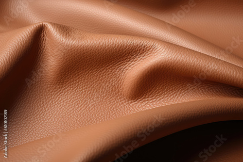 Light tan leather texture with soft, supple feel and subtle texture, generative ai