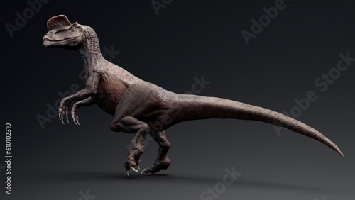 Dilophosaurus pose render of background. 3d rendering © racksuz