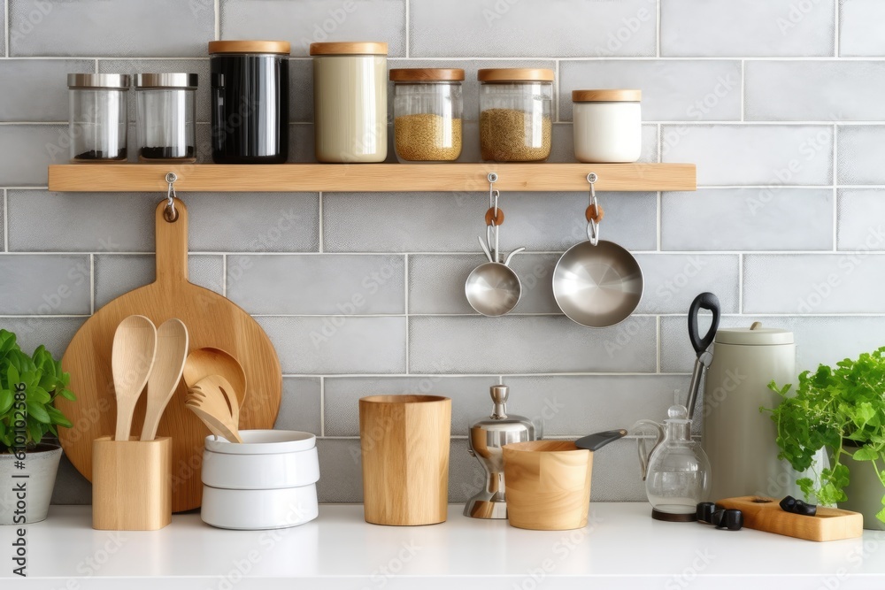stock photo of Modern kitchen countertop with domestic view Photography ...