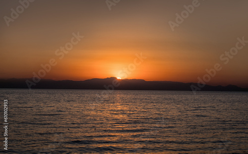 sunset on the sea, amazing view of taurus mountain range