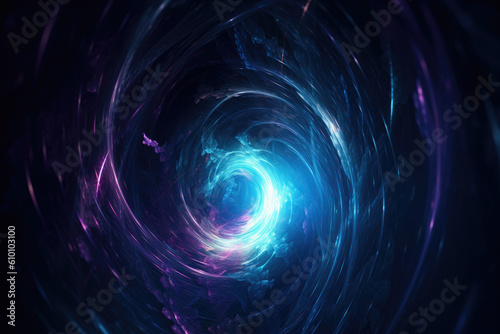 Mesmerizing Swirling Vortex of Blue and Purple Lights, generative ai