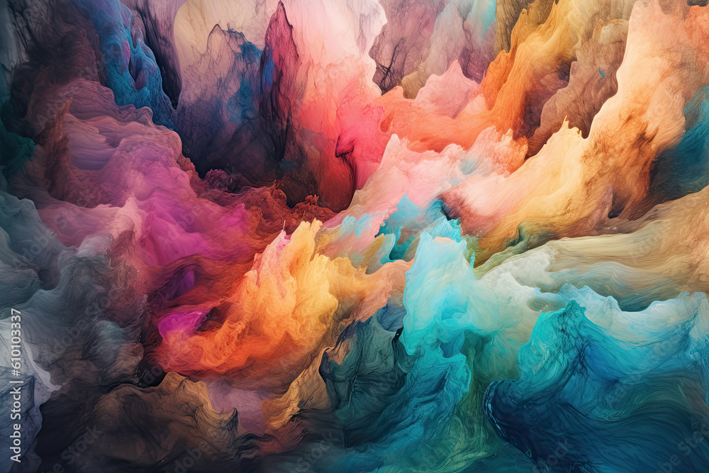 Mesmerizing watercolor paint smears blending together in a dreamy gradient, generative ai