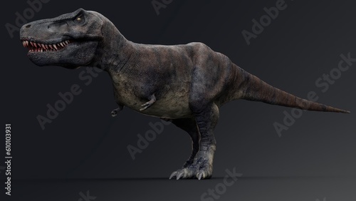 Fototapeta Naklejka Na Ścianę i Meble -  Tarbosaurus Bataar pose render of background. 3d rendering