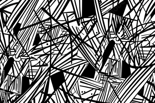 Minimalist hand-drawn lines creating a sleek and sophisticated pattern in black and white, generative ai