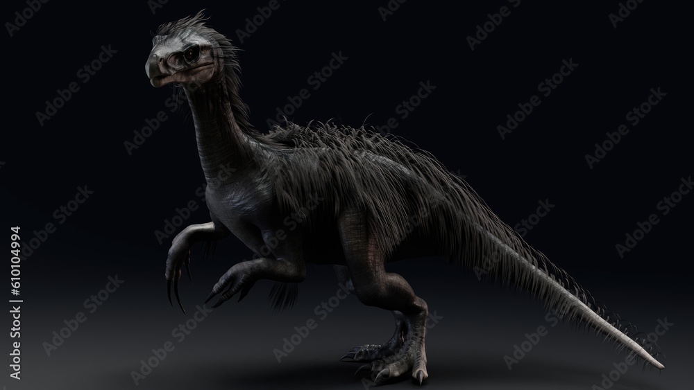 Fototapeta premium Therizinosaurus pose render of background. 3d rendering