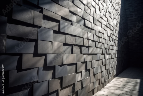 Modern Stone Wall with Geometric Shapes and Shadows, generative ai