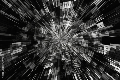 Monochromatic distorted grid pattern with a glitch effect, generative ai