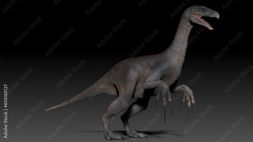 Fototapeta premium Therizinosaurus pose render of background. 3d rendering