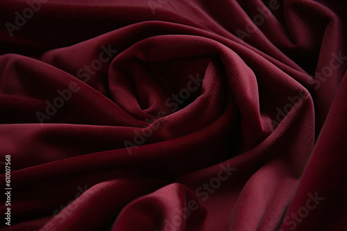 Rich and warm brushed cotton texture in deep burgundy with a plush, velvety finish, generative ai