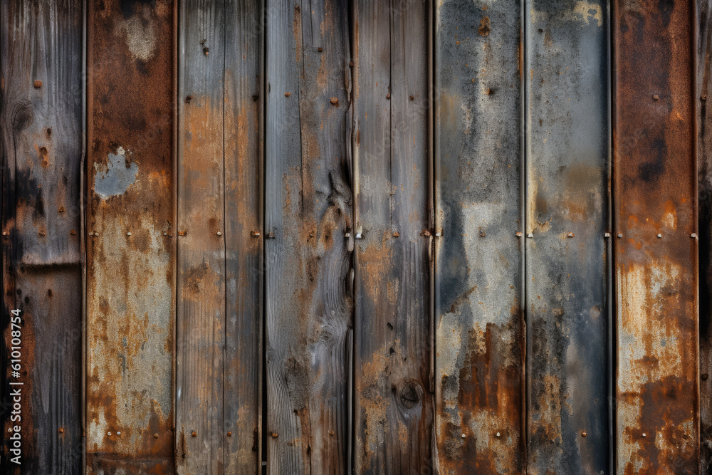 Rustic Metal Paneling for Your Desktop Background, generative ai Rustic Metal Paneling for Your Desktop Background, generative ai