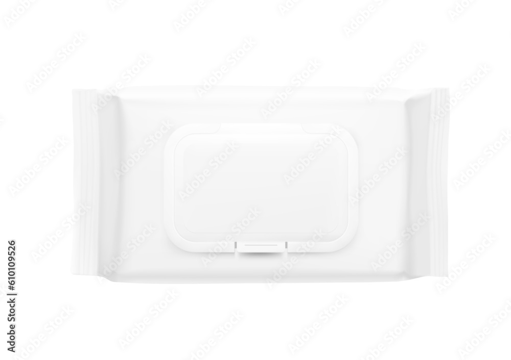 Realistic wet wipes flow package mockup. Vector illustration isolated on white background. Can be use for your design, promo, adv and etc. EPS10. Realistic wet wipes flow package mockup. Vector illustration isolated on white background. Can be use for your design, promo, adv and etc. EPS10.
