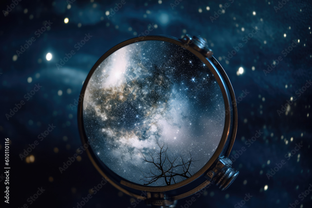 Obraz premium Sparkling Mirror Reflections of a Starry Night Sky, generative ai