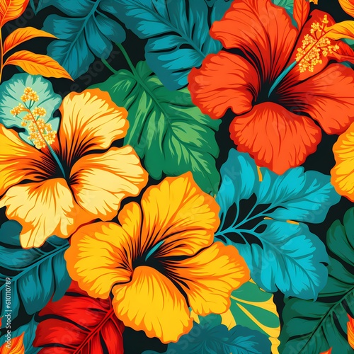 seamless pattern with flowers in bright colors
