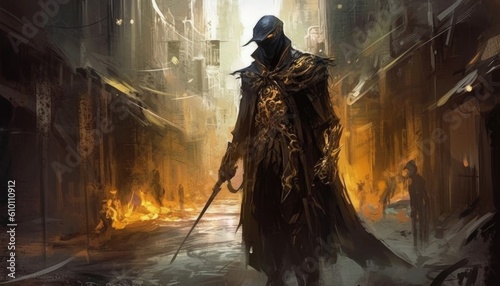 Wallpaper Mural Fantasy portrait of a alien or human in white wearing golden mask and golden costum in fear look. Generative Ai Torontodigital.ca