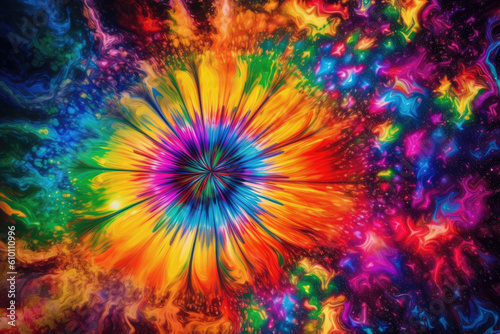 Tie-Dye Explosion Burst of Colorful Patterns for a Vibrant Desktop Wallpaper, generative ai