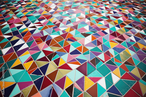 Vibrant Mosaic Tiles in a Geometric Pattern, generative ai