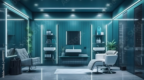 Slika na platnu Modern and elegant interior design of professional beauty salon and spa with lux
