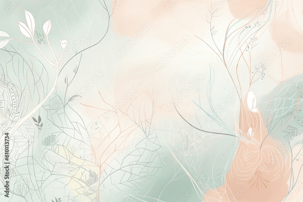 Whimsical wallpaper featuring white scribbled lines on a soft pastel background evoking a dreamy and playful atmosphere, generative ai Whimsical wallpaper featuring white scribbled lines on a soft pastel background evoking a dreamy and playful atmosphere, generative ai