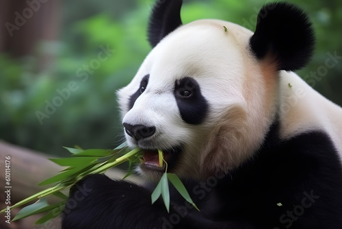 Panda eating bamboo leaves  Generative AI