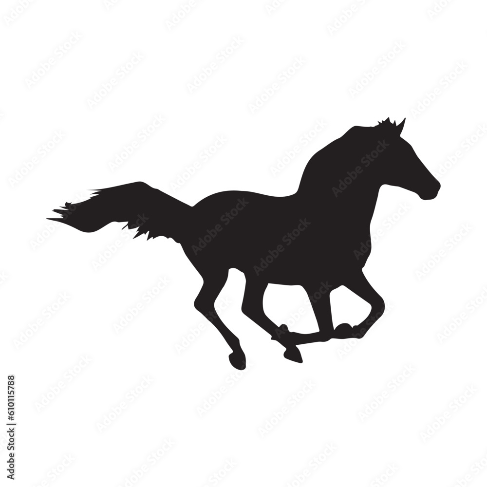 A cute running horse silhouette illustration