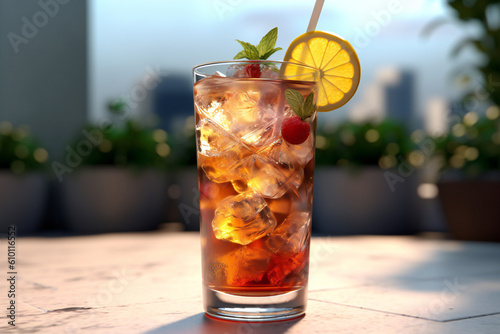 Coctail Drink of Summer Immerse Tropical Oasis, Refreshing Mocktails, Cool Summer Sips, and Sun Glass Ice Fruit  Refreshing, Fruity, Coctails, Drinks,  Citrus, Lemonade, Frozen, Mojito, Generative AI