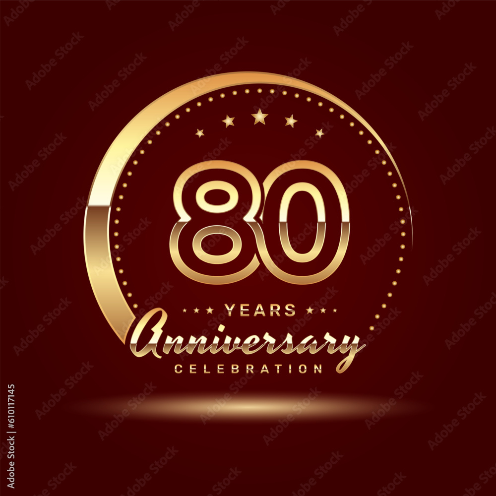 80 year anniversary celebration logo design with a number and golden ring concept, logo vector template 80 year anniversary celebration logo design with a number and golden ring concept, logo vector template