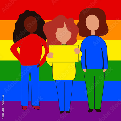 LGBTQ community.  Human rights and tolerance. Vector flat illustration. Pride Month.