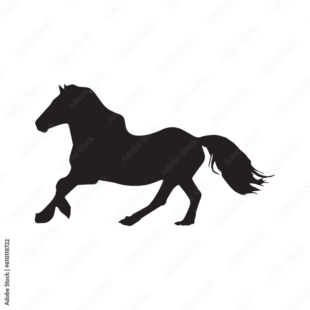 A running horse silhouette vector art