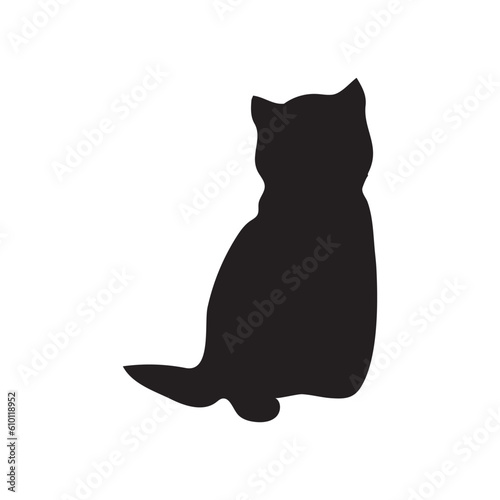  A sitting cat silhouette illustration