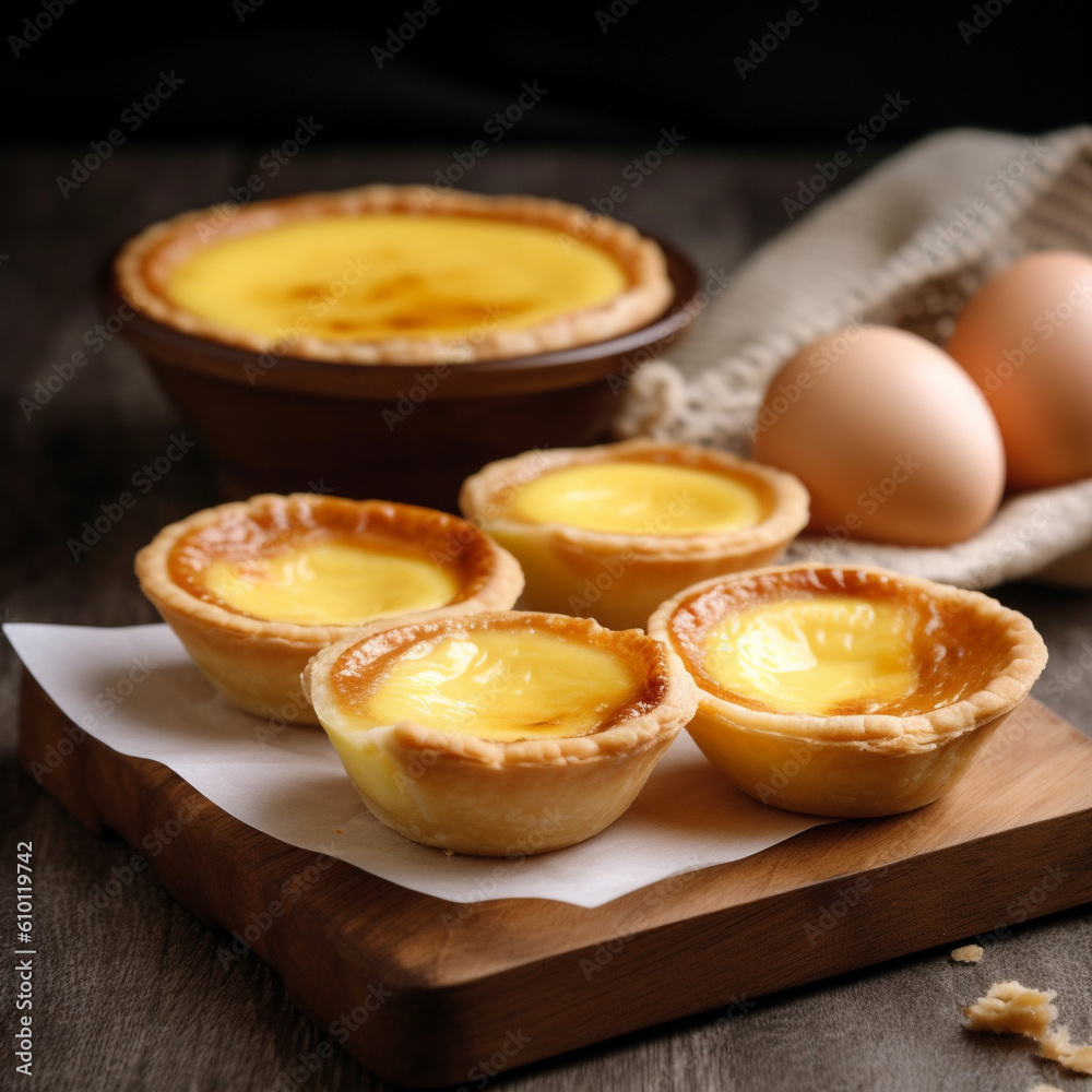 Freshly baked egg tart generative AI