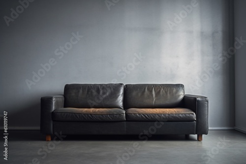 black sofa in a room