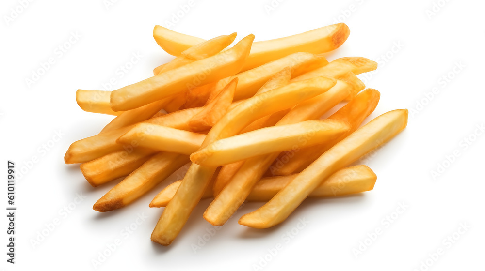 French fries isolated on white background. Generative AI