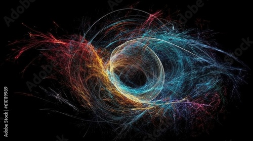 Particles collision in Hadron Collider. Astrophysics concept. Ai generative.