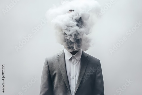 man with smoke on his head