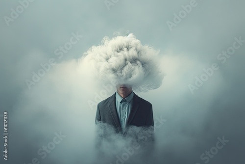 man with smoke on his head