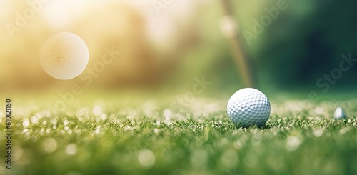 Golf ball on the golf field 