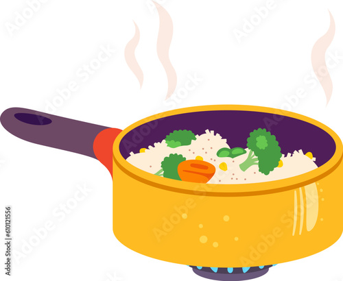 Rice Cooking In Pan