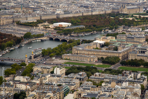 View of the Seine River from the top of the Eiffel Tower