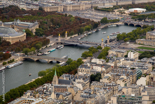 View of the Seine River from the top of the Eiffel Tower