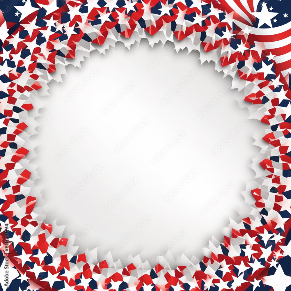 Radial Vintage Patriotic American Themed Background with Copy Space - Fourth of July, Veterans Day, Memorial Day, Flag Day, and President's Day Sales - USA Red, White and Blue - Generative AI