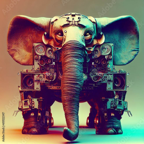 Sterio Elephant Generative AI photo