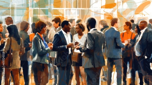 Business events: Images depict professionals networking at conferences, trade shows, or industry events, establishing connections and exploring business opportunities photo