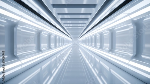 white futuristic tunnel looking downwards photo