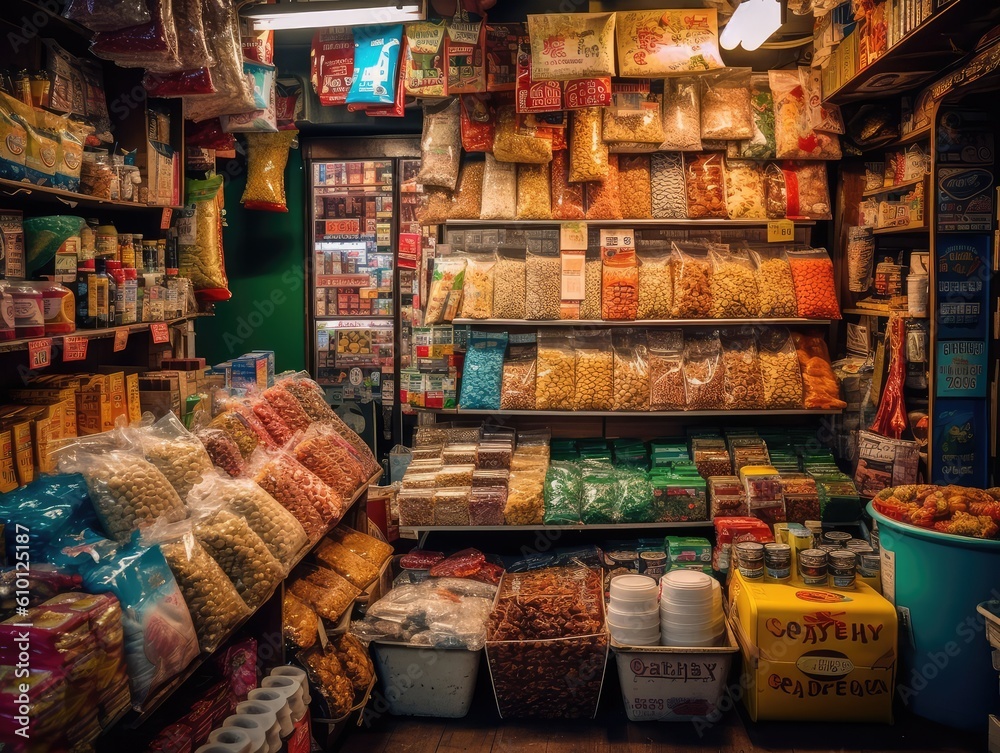 colorful spice market in Asia. Neural network AI generated. Generative AI