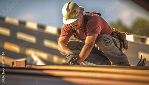 construction worker working at roof installation