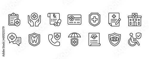 Health insurance icon set. Vector graphic illustration.