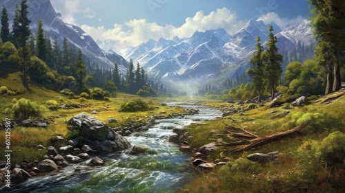 Nature and landscapes: Images depict serene natural environments, such as forests, mountains, or meadows, where fresh air is associated with tranquility and rejuvenation. Generative AI