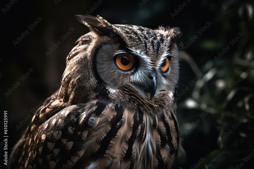 Beautiful owl in its natural habitat. AI generated, human enhanced
